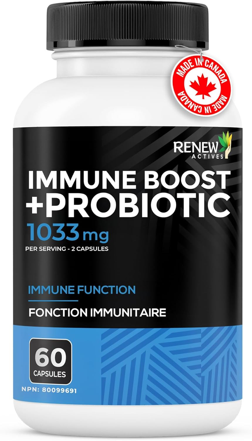 Renew Actives Antioxidant  Elderberry, Probiotics, Zinc, Vitamin C & Organic Turmeric 700Mg Per 2 Capsules  For Immune Function, Collagen Formation, & Overall Wellness  Made In Canada - 60 Capsules