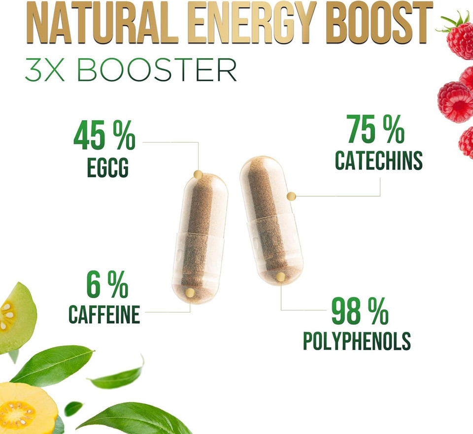 Green Tea Extract Pills - 98% Standardized Egcg 1300Mg 3X Strength For Natural Energy - Supports Heart & Antioxidant Health Herbal & Immune Support Supplement Polyphenols & Catechins - 60 Capsules