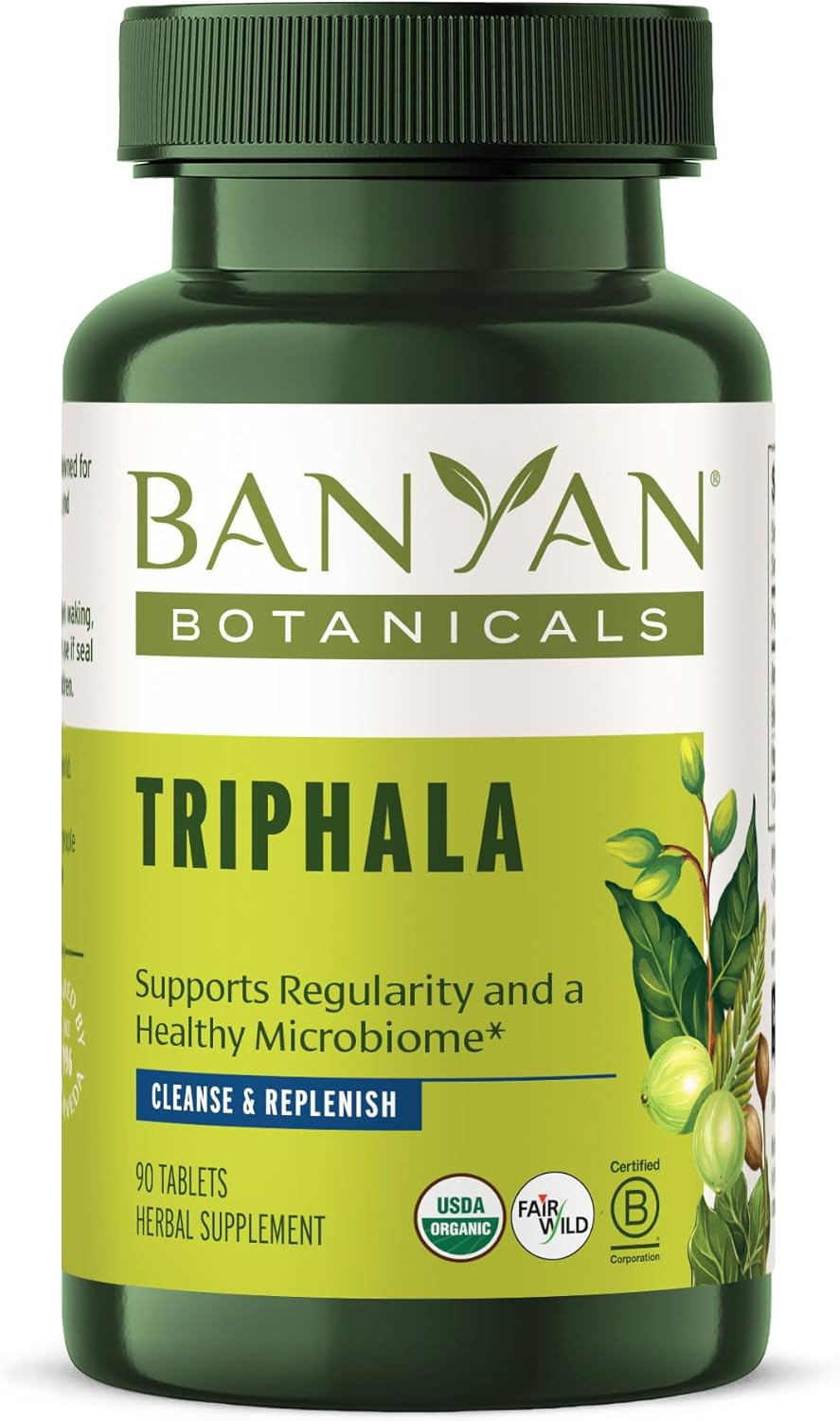 Banyan Botanicals Triphala Tablets - Organic Triphala With Amla, Haritaki & Bibhitaki  For Digestion, Elimination & Healthy Gut Microbiome*  180 Tablets  Non-Gmo Sustainably Sourced Vegan