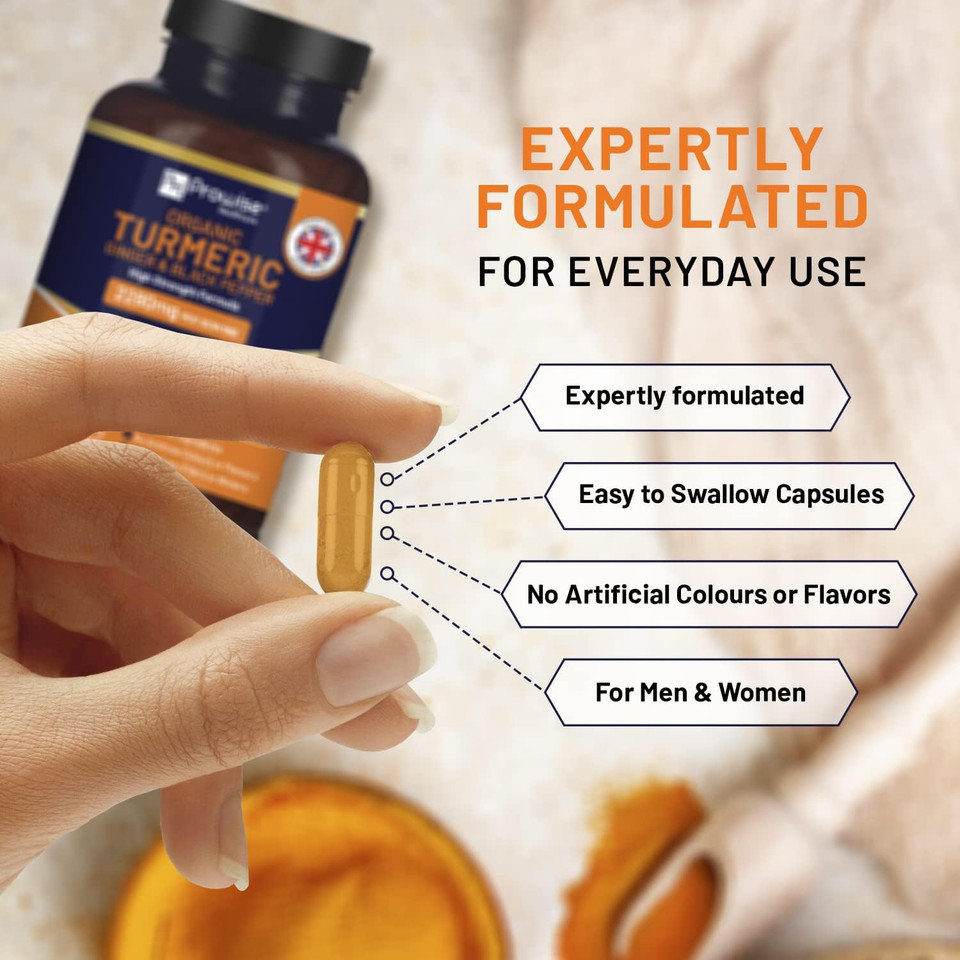 Turmeric 2280Mg (High Strength) With Black Pepper & Ginger - 180 Vegan Turmeric Capsules With Active Ingredient Curcumin I Uk Made By Prowise Healthcare