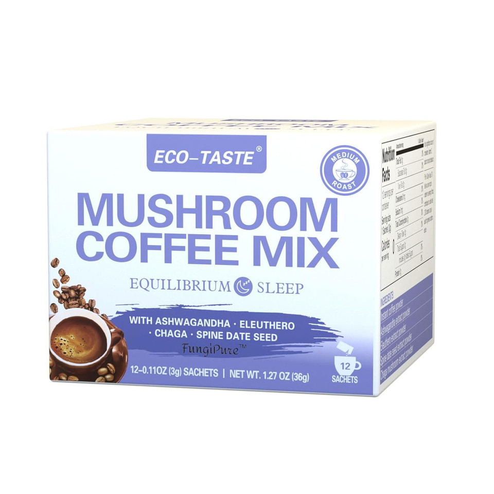 Mushroom Coffee Mix 7 In 1, Tcm Designed For Energy With Reishi, Cordyceps, Chaga, Rhodiola, Ginseng, And Eleuthero Mushroom Extracts  12 Sachets