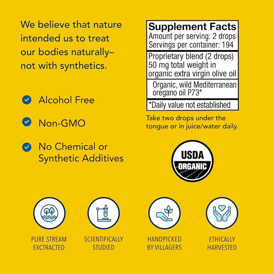 North American Herb & Spice Oreganol - 0.45 Fl. Oz. - Unprocessed, Wild, Organic Oregano Oil - Mediterranean Source P73 - Non-Gmo - 194 Servings