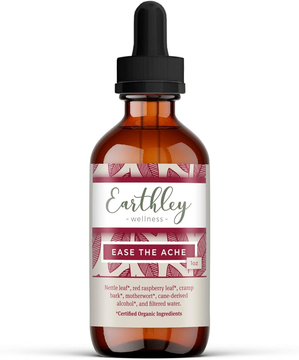 Earthley Wellness Ease The Ache, Natural Hormone Support For Cramps, Bloating, Mood Swings, And Postpartum Discomfort, Cramp Bark, Red Raspberry Leaf, Motherwort, Nettle (1Oz) Earthley Wellness Ease The Ache, Natural Hormone Support For Cramps, Bloating, Mood Swings, And Postpartum Discomfort, Cramp Bark, Red Raspberry Leaf, Motherwort, Nettle (1Oz)