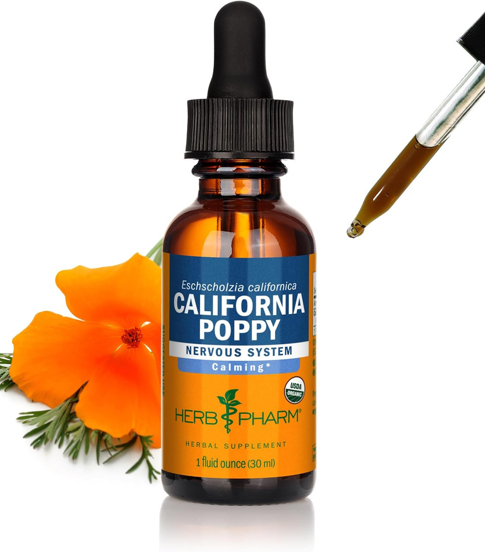 Herb Pharm Certified Organic California Poppy Liquid Extract For Calming Nervous System Support - 1 Ounce