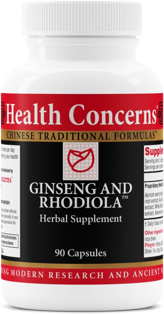 Health Concerns Ginseng And Rhodiola  Herbal Supplement For Lung Health & Congestion - With Licorice Root Extract & Apricot Seed Extract  Traditional Chinese Respiratory Support  90 Capsules