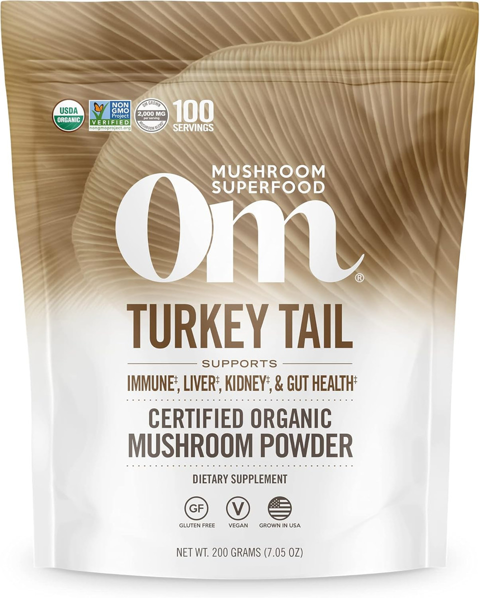 Om Mushroom Superfood Turkey Tail Organic Mushroom Powder Pouch, 7.05 Ounce, 100 Servings, Immune Support, Polysacchrides, Beta-Glucans, Gut Health & Holistic Defense Mushroom Supplement Om Mushroom Superfood Turkey Tail Organic Mushroom Powder Pouch, 7.05 Ounce, 100 Servings, Immune Support, Polysacchrides, Beta-Glucans, Gut Health & Holistic Defense Mushroom Supplement