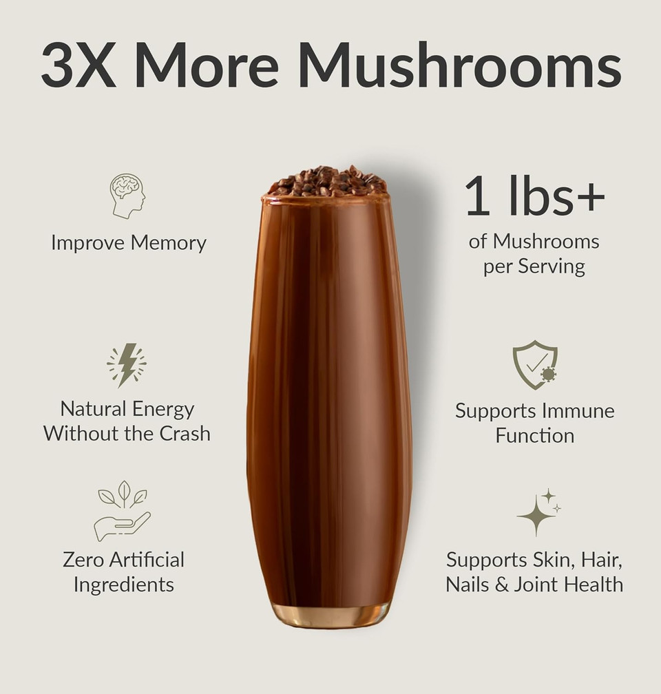 Bioptimizers Mushroom Coffee Alternative  Salted Caramel Drink  LionS Mane, Chaga, Reishi + Collagen Peptides For Focus, Energy & Gut Health  Adaptogenic Mushrooms & Mct Powder  15 Servings