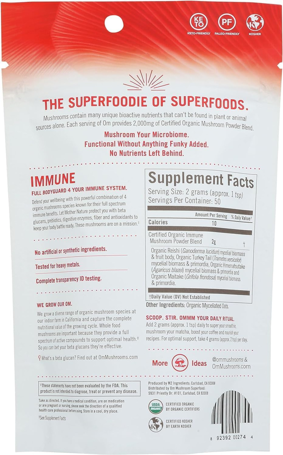 Om Mushroom Superfood Immune Defense Mushroom Capsules Superfood Supplement, 90 Count, 30 Days, Mushroom Blend, Reishi, Turkey Tail, Maitake, Agaricus Blazei, Vitamin C, Vegan Om Mushroom Superfood Immune Defense Mushroom Capsules Superfood Supplement, 90 Count, 30 Days, Mushroom Blend, Reishi, Turkey Tail, Maitake, Agaricus Blazei, Vitamin C, Vegan