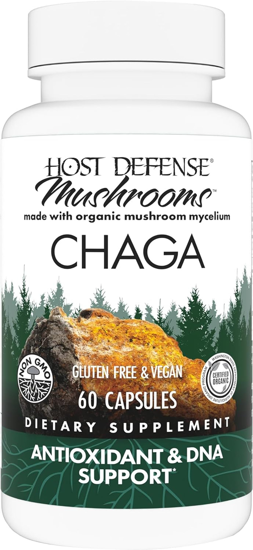 Host Defense Chaga Capsules - Immune System Support Supplement - Chaga Mushroom Capsules For Antioxidant Activity Support - Dietary Mushroom Supplement - 60 Capsules (30 Servings)