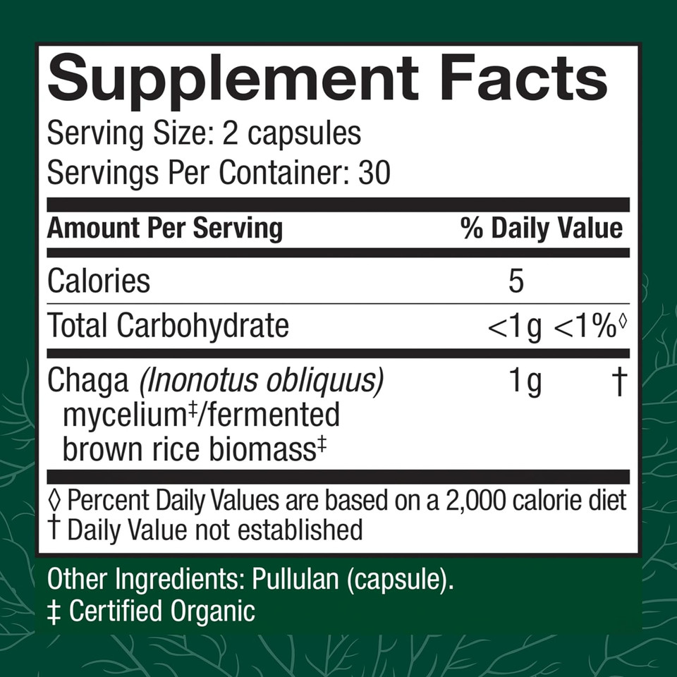 Host Defense Chaga Capsules - Immune System Support Supplement - Chaga Mushroom Capsules For Antioxidant Activity Support - Dietary Mushroom Supplement - 60 Capsules (30 Servings)