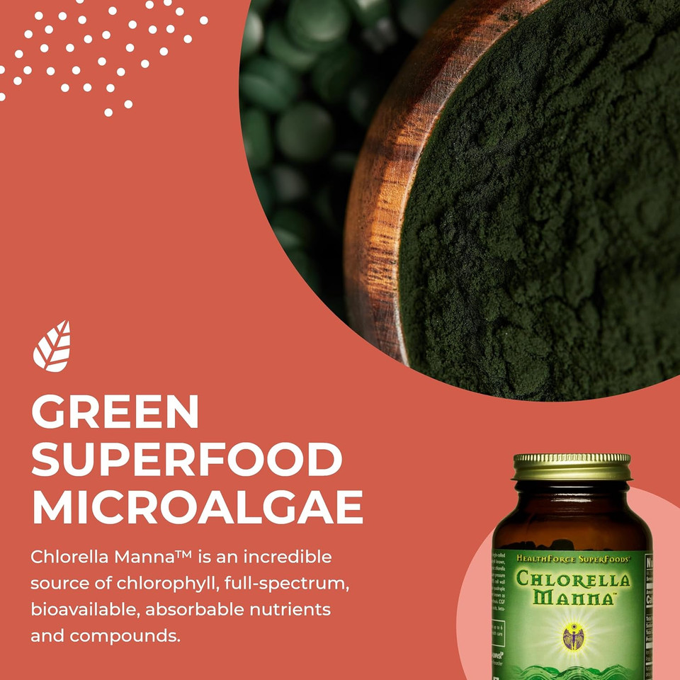 Healthforce Superfoods Chlorella Manna - Tablets - 1200 Vegan Tablets