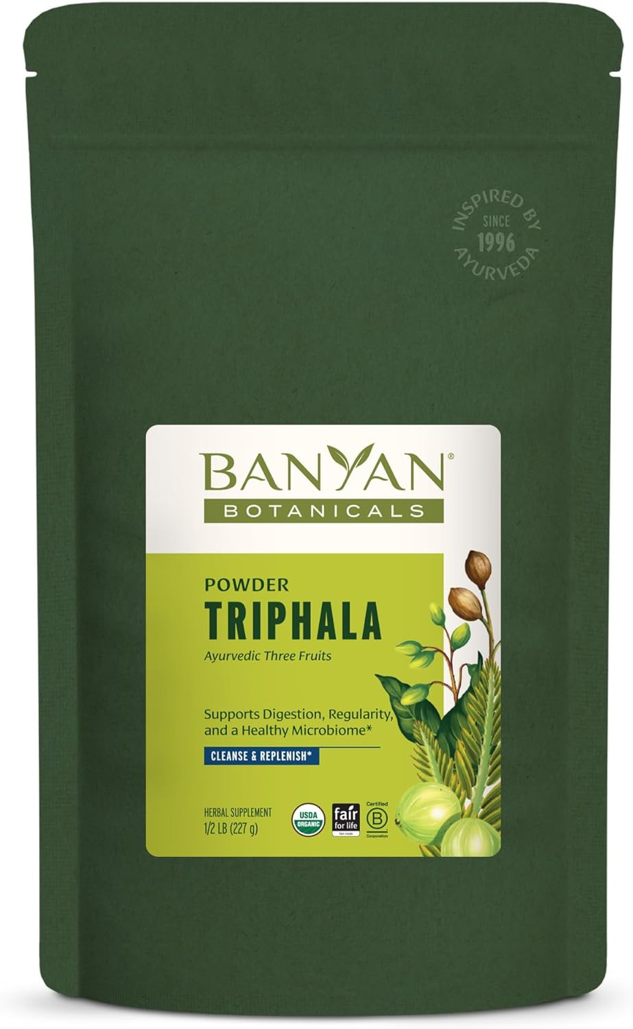 Banyan Botanicals Triphala Powder - Organic Digestion Supplement With Amla, Haritaki & Bibhitaki  Digestion, Colon Support & Healthy Gut Microbiome*  3.5 Oz  Non-Gmo Sustainably Sourced Vegan