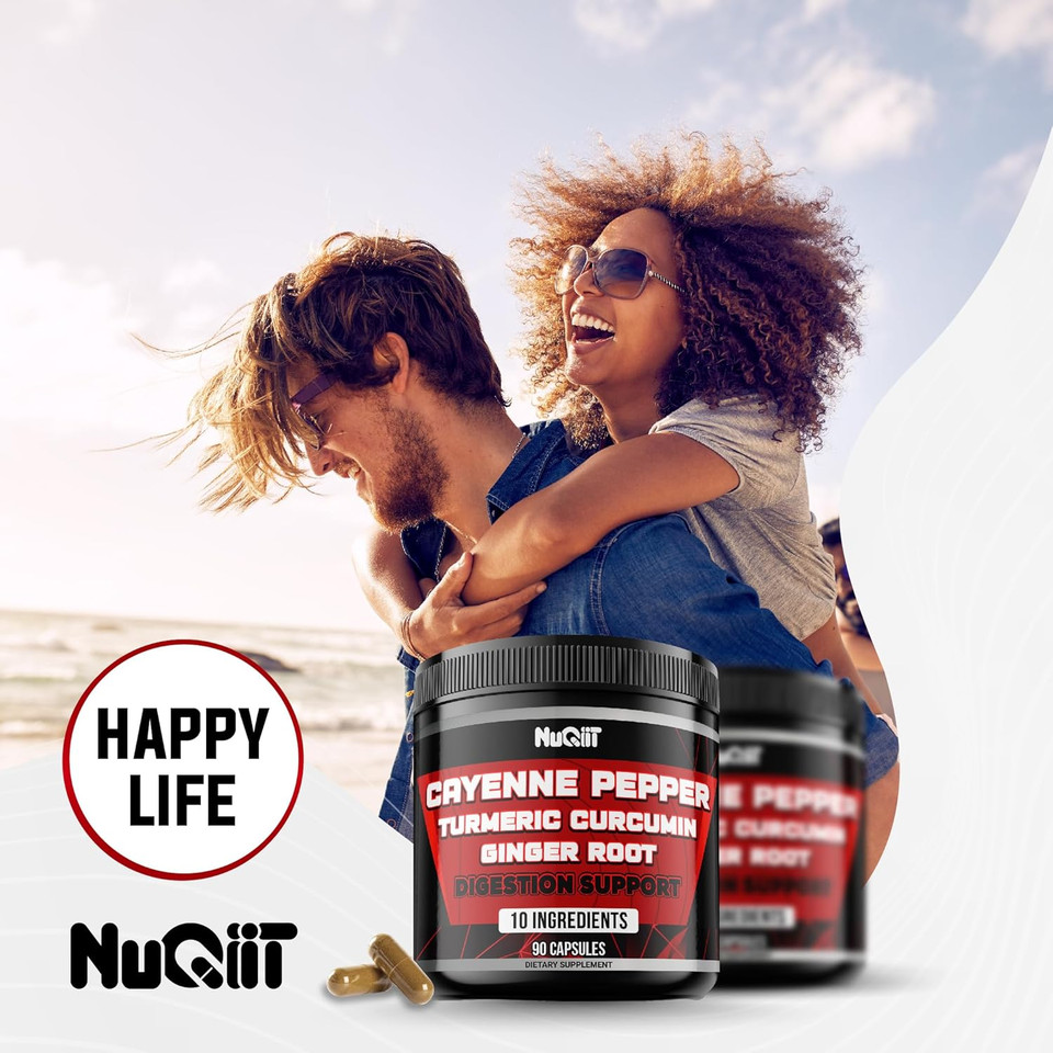 Cayenne Pepper Supplements With Turmeric Curcumin Root, Ginger Root, Citrus Bergamot & More - Digestive Health, Immune System, Heart Health & Joint Health - 90 Capsules