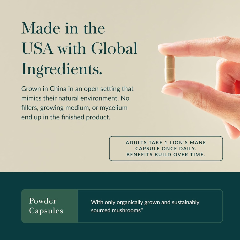 Gaia Herbs LionS Mane Mushroom - Brain & Nerve Health Support - 40 Vegan Capsules