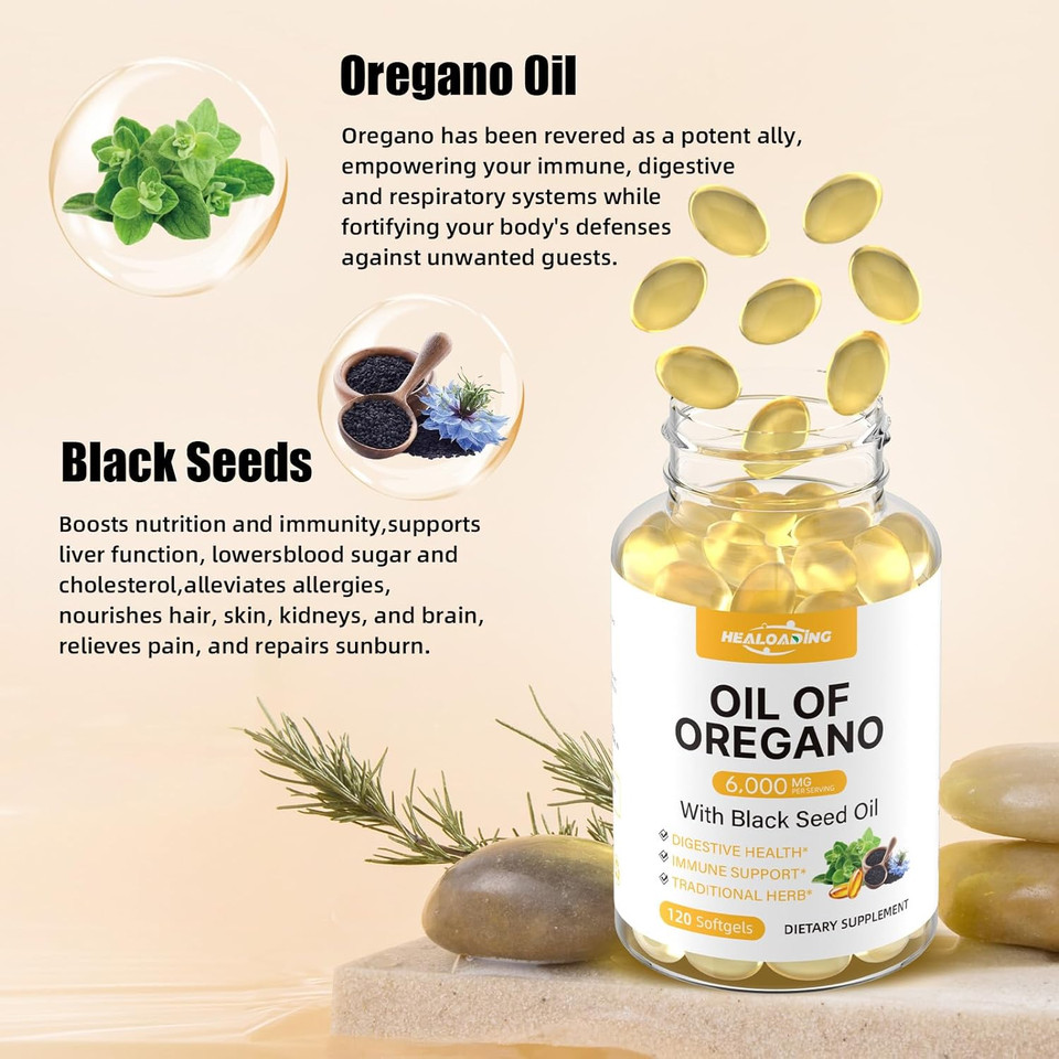 Organic Oregano Oil Softgels: Oil Of Oregano 300Mg With 200Mg Black Seed Oil Oregano Supplement Is Natural Antioxidants For Immune Health Non-Gmo Gluten Free Formula