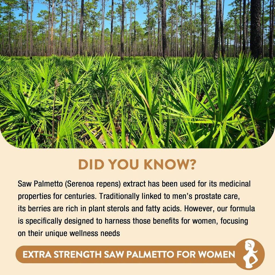 Saw Palmetto For Women Hair Loss - Dht Blocker With 5-In-1 Blend For Hair Growth, Skin & Nails, Urinary Wellness - Extra Strength Saw Palmetto Supplement - 90 Capsules