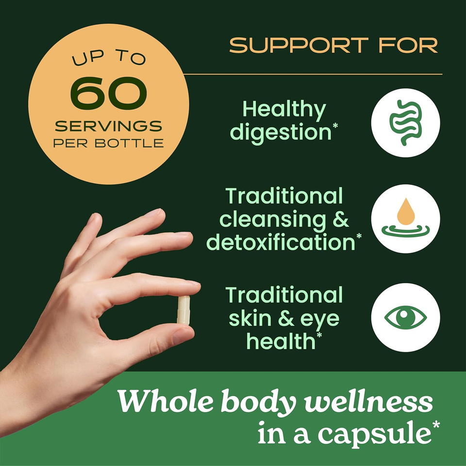 Herb Pharm Usda Organic Triphala Capsules | Cleansing & Detoxification Support & Digestive Health Support With Amla, Haritaki & Bibhitaki, Fairwild® Certified | 60 Vegan Capsules, Up To 30 Day Supply