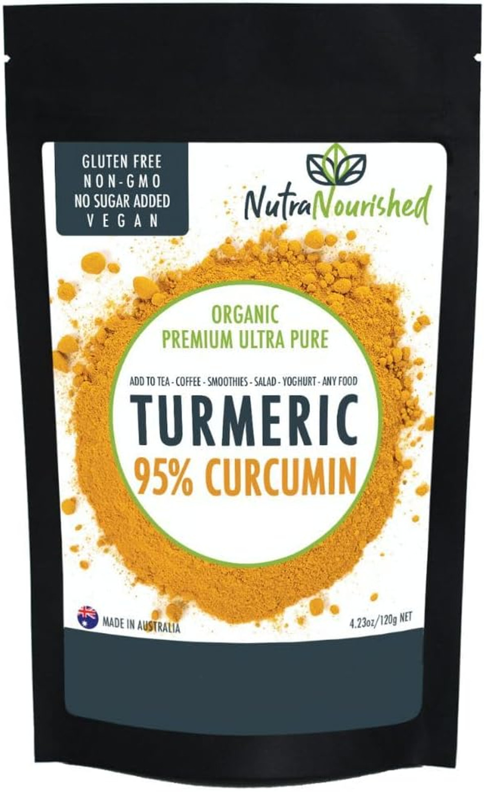 Organic Turmeric 95% Curcumin Powder  1500Mg Extract With Black Pepper  Non-Gmo, Vegan, Gluten-Free, Natural Supplement  120G