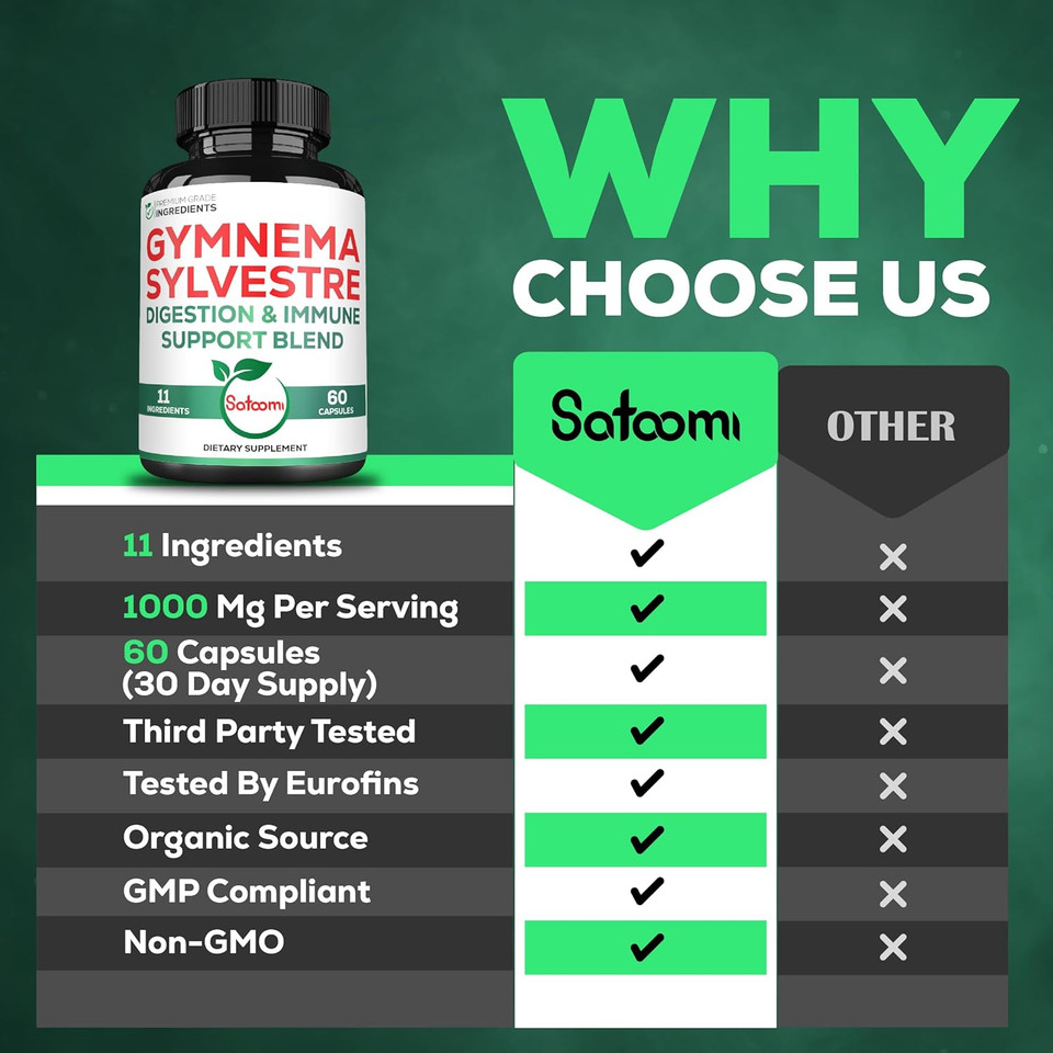 1000Mg Gymnema Sylvestre Supplements - 210 Capsules - Gymnema Extract 20:1 With Berberine Hcl, Quercetin & More - Support For Immune, Digestive Health & Body Management