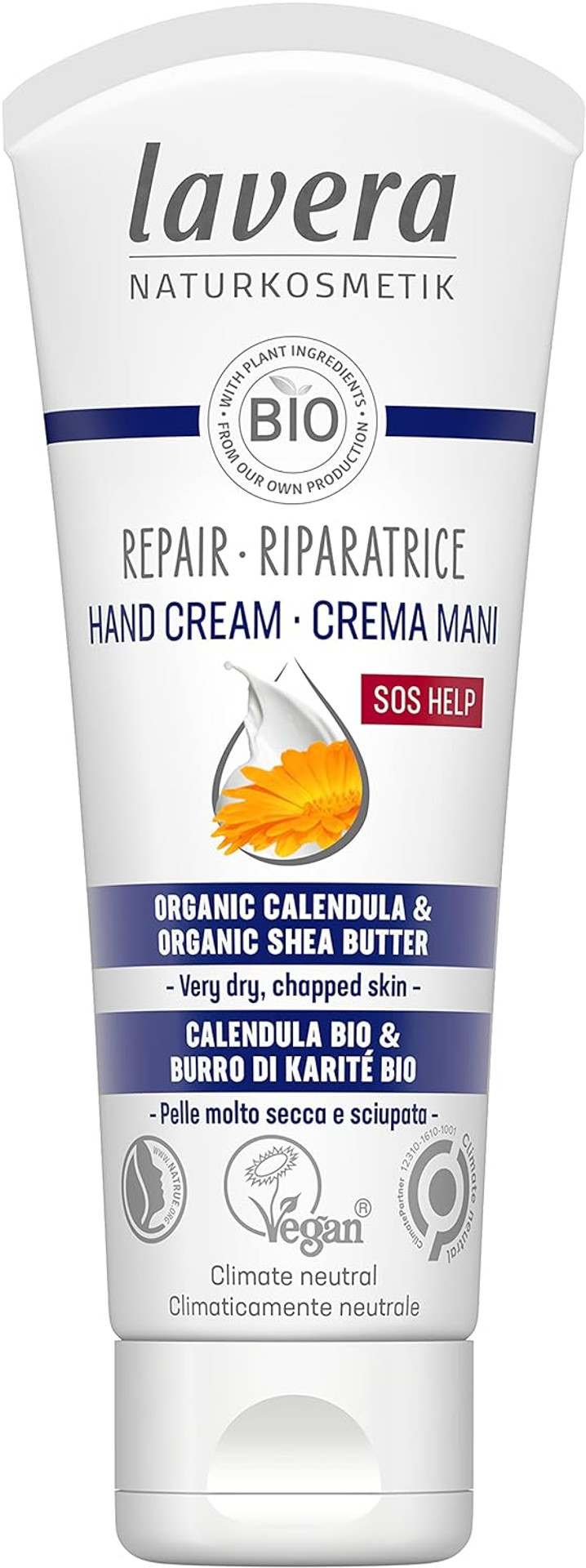 Lavera Repair Hand Cream - Natural Cosmetics - Vegan - Certified - Organic Calendula & Organic Shea Butter - 75Ml