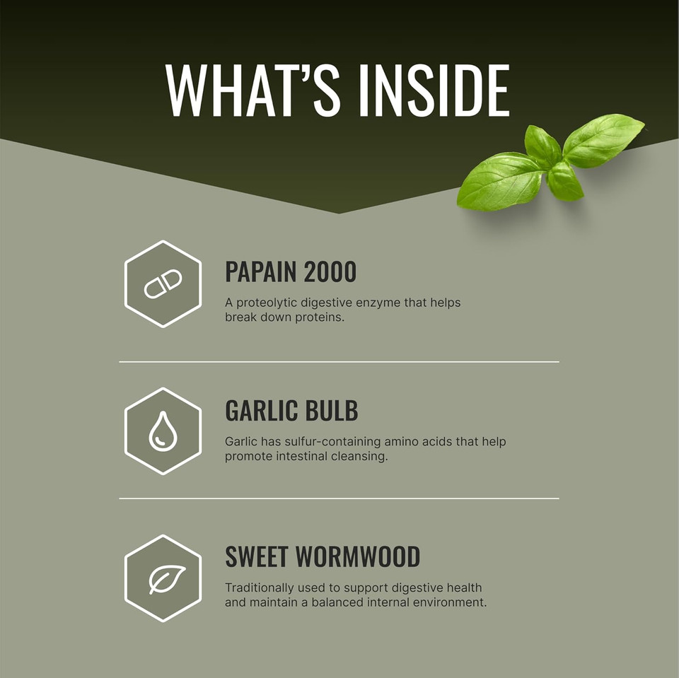 Approved Science Parastrin - 120 Capsules - Cleanse And Improve Gut Health - Black Walnut, Garlic Bulb, Papain 2000, Bioperine - Vegan