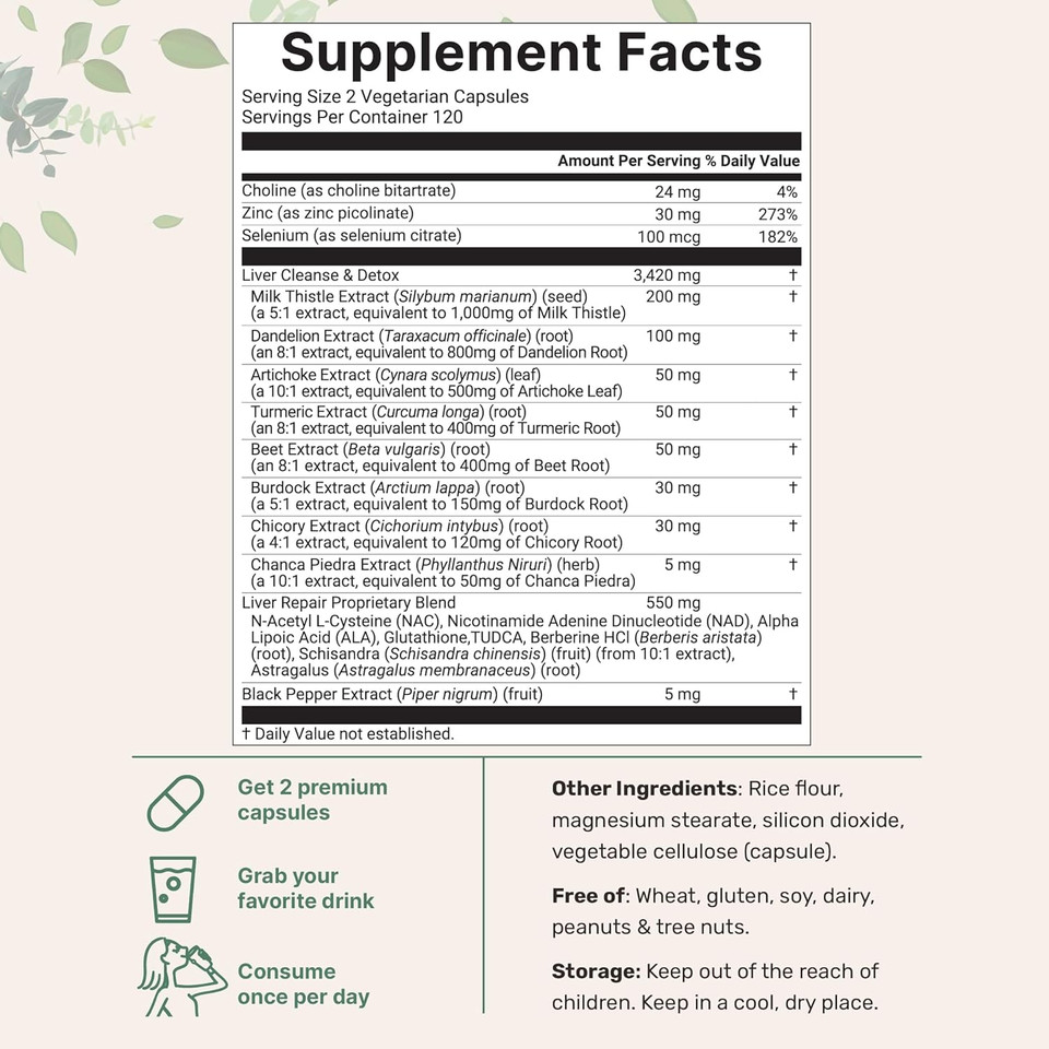 Liver Detox, 240 Veggie Capsules | 20-In-1 Advanced Support Complex With Milk Thistle, Dandelion, Nad, Nac, Ala, Tudca, Glutathione, Artichoke, Turmeric, & More | Liver Cleanse & Repair Supplement