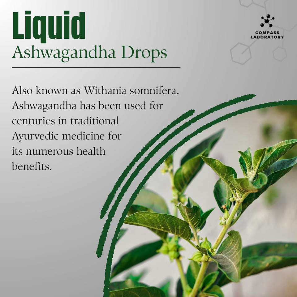 Ashwagandha Liquid Drops - Mood Support And Wellness Supplement - Natural Cortisol Manager And Immune Booster - 2 Fl Oz