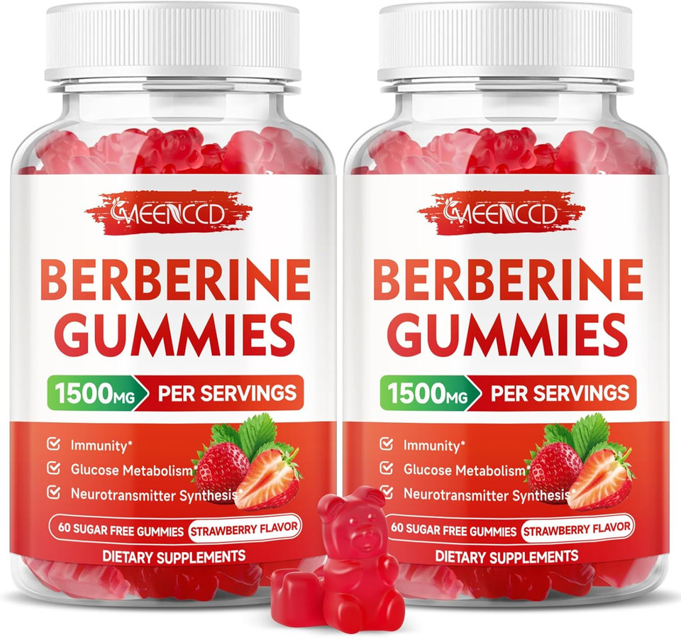 Berberine Gummies With Ceylon Cinnamon 1500Mg High Potency Berberine Hcl Supplement For Immune Support, Organic Berberine Gummies, Sugar Free, Vegan, Strawberry Flavor, 60 Count