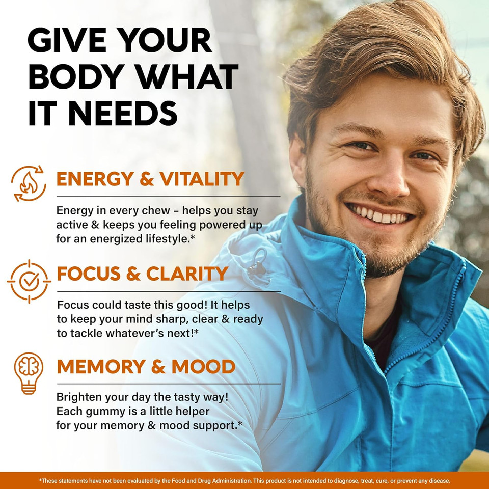 Mushroom Gummies - Lions Mane | Turkey Tail | Cordyceps | Reishi & Chaga - 20-In-1 Natural Mushroom Supplement 1050 Mg - Energy, Focus, Mood & Cognitive Support - Vegan, Berry Flavor - 60 Gummies