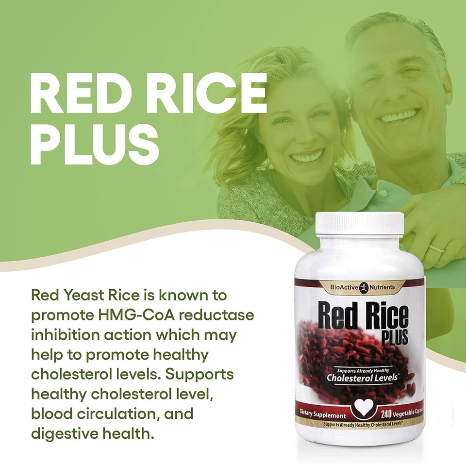 Red Rice Plus Supplement- 240 Vegetable Capsules - Proprietary Blend Of Turmeric, Black Pepper, Cayenne Pepper, Ginger Root, And Rosemary - Cholesterol Support