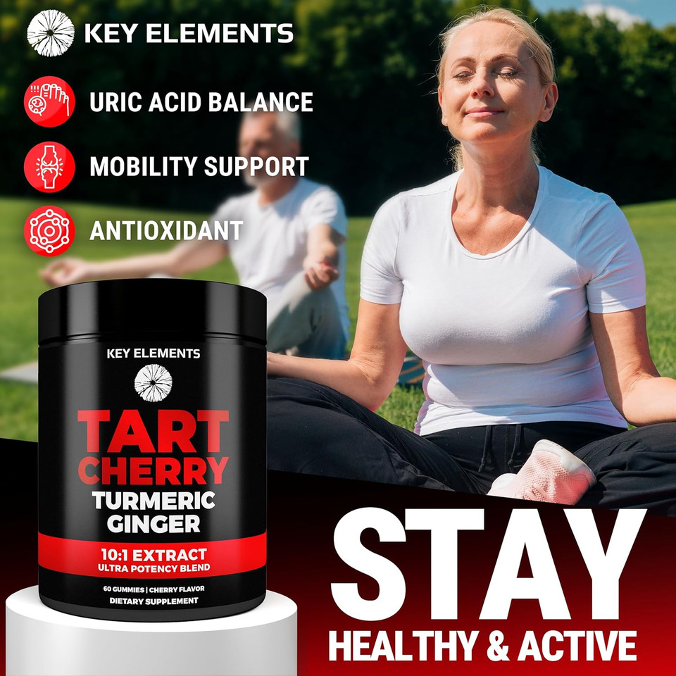 [Ultra Strength] Tart Cherry Gummies Extract With Turmeric & Ginger - Natural Tart Cherry Supplement For Uric Acid Cleanse Support & Recovery Gummies