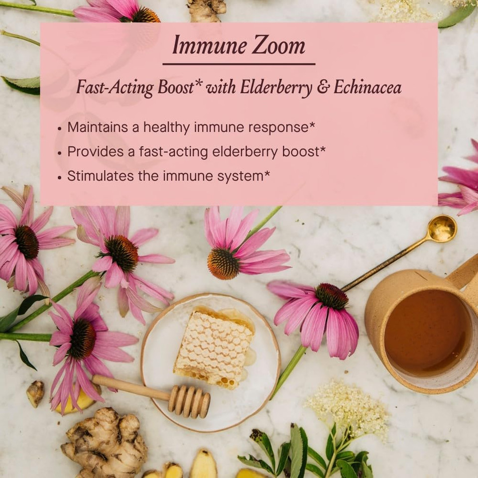 Urban Moonshine Immune Zoom - Stimulates Immune System* - Fast-Acting Immune Booster* With Echinacea, Elderberry & Raw Honey - Immune Support Supplement - Gluten Free Herbal Supplement* - 8.4 Fl Oz