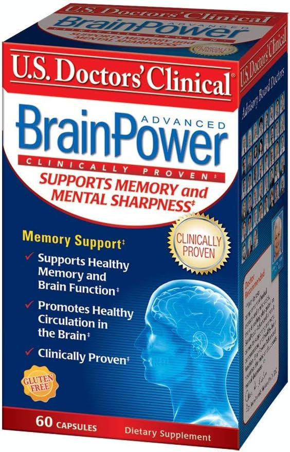 U.S. Doctors' Clinical Brainpower Advanced Memory Supplement With 15 Brain-Boosting Ingredients For Supporting Healthy Memory, Brain Function, & Healthy Brain Circulation [1 Month Supply - 60Count]