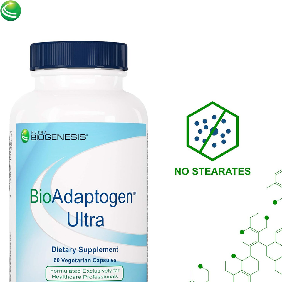 Nutra Biogenesis Bioadaptogen Ultra - Adaptogens Supplements, Adaptogenic Herbs Complex For Men And Women, Ashwagandha, Rhodiola Rosea, Ginseng For Mental Stress Support - 60 Capsules