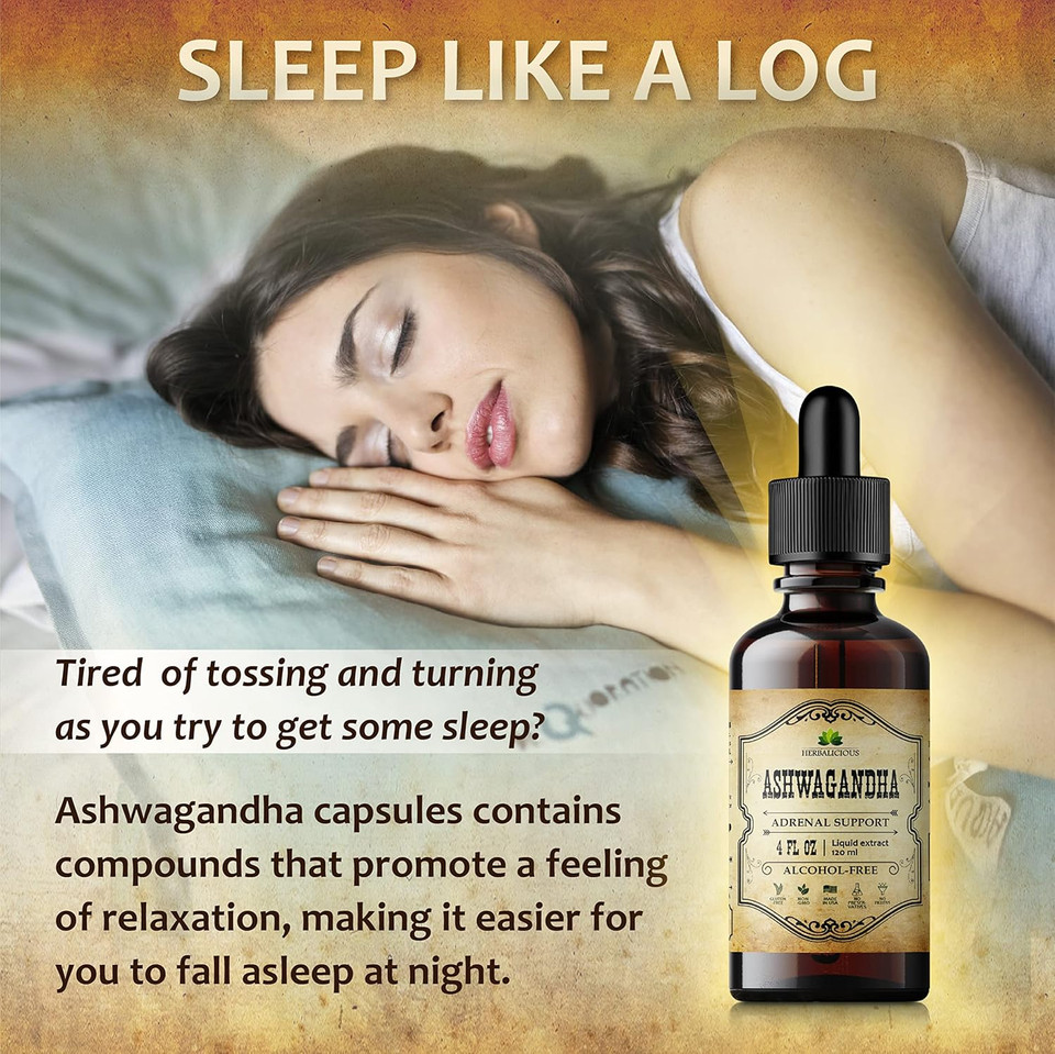 Ginseng L-Tryptophan Liquid - Ashwagandha, Ginkgo, Red Korean Panax - Drops Dietary Supplement Natural Stress Relief, Mood Booster, Sleep Aid & Calming Support - Non-Gmo Vegetarian Formula (4 Fl Oz )