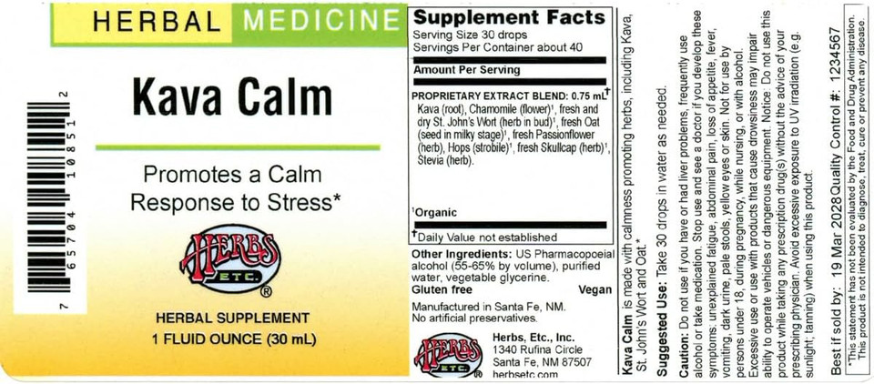 Herbs Etc. Kava Calm 1 Oz