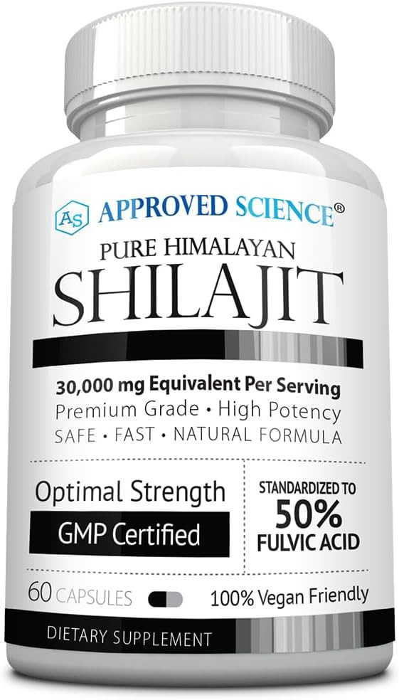 Approved Science Pure Himalayan Shilajit - 50% Fulvic Acid - 30:1 Extract (Equivalent To 30,000Mg) - 60 Vegan Capsules - High-Potency Supplement