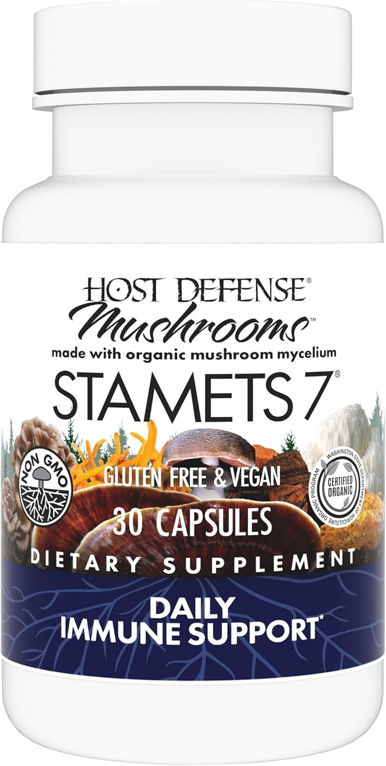 Host Defense Stamets 7-7 Species Blend - Mushroom Supplement For Immune Support - Includes Royal Sun Blazei, Cordyceps, Reishi, Maitake, Lion'S Mane, Chaga & Mesima - 30 Capsules (15 Servings)