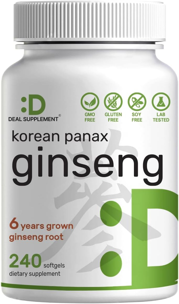 Korean Red Panax Ginseng Root Extract, 7,500Mg Serving, 240 Softgels  150Mg Active Ginsenosides