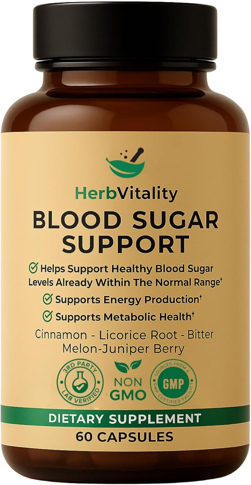 Blood Sugar Support Supplement With Cinnamon, Bitter Melon  Supports Healthy Blood Sugar Levels Already Within Normal Ranges | Licorice Root Extract - 60 Capsules