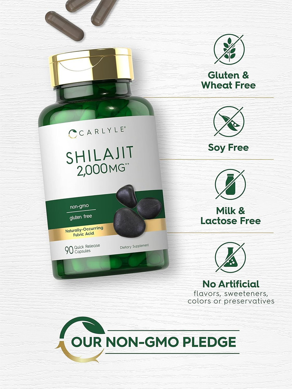 Carlyle Shilajit Capsules | 2000Mg | 90 Count | Non-Gmo And Gluten Free Supplement