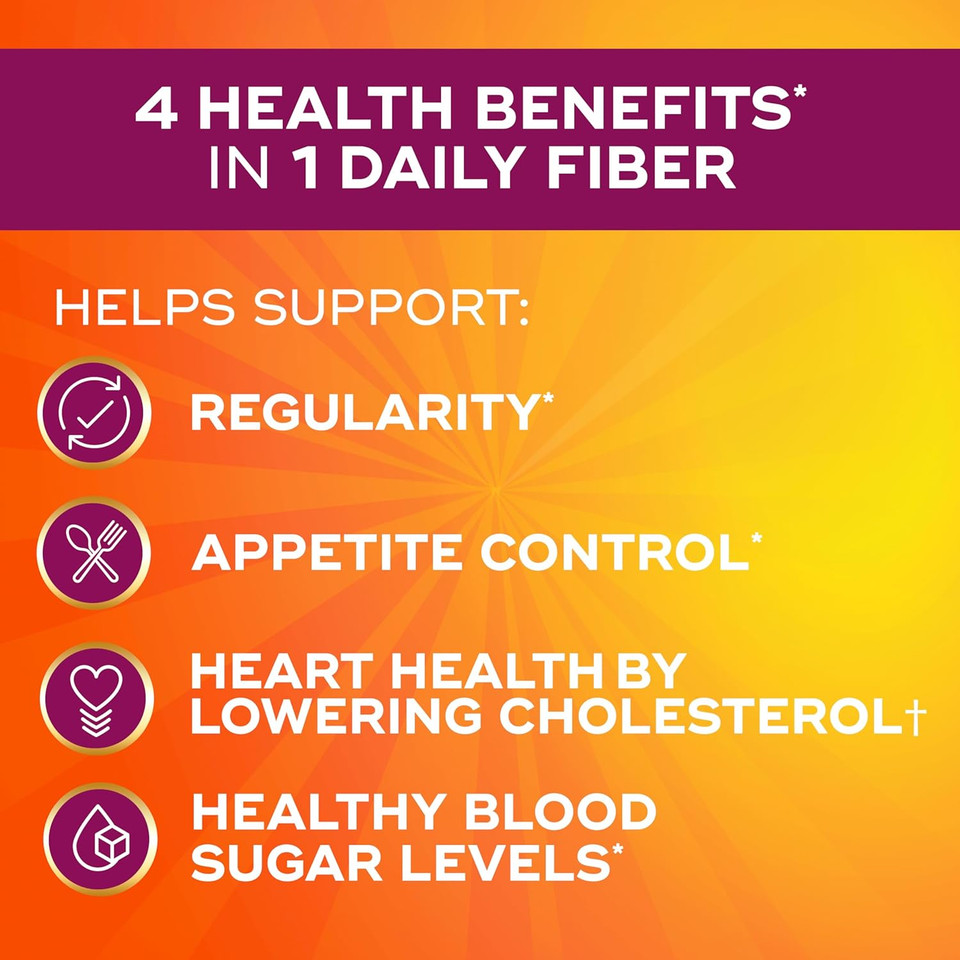 Metamucil 4-In-1 Fiber Supplement For Digestive Health, Psyllium Husk Fiber Powder, Fiber Supplement With Real Sugar, Orange Flavored, 114 Tablespoons