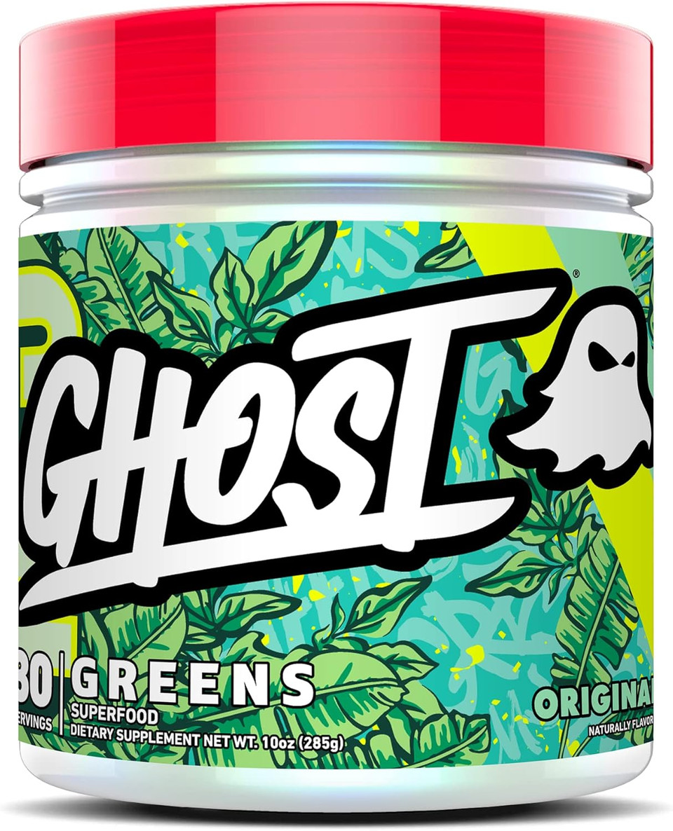 Ghost Greens Powder, Original - 30 Servings - 19 Superfood Greens & Reds Powder, Fruits, Vegetables, Spirulina, & Chlorella, Prebiotics, 10 Billion Cfu Probiotic & Digestive Enzymes - Gluten-Free