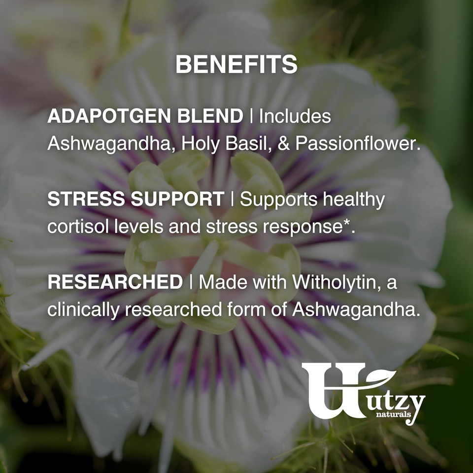 Adapto-Calm | Stress Support Formula | With Ashwagandha, Tulsi Holy Basil, And Passionflower | 60 Capsules