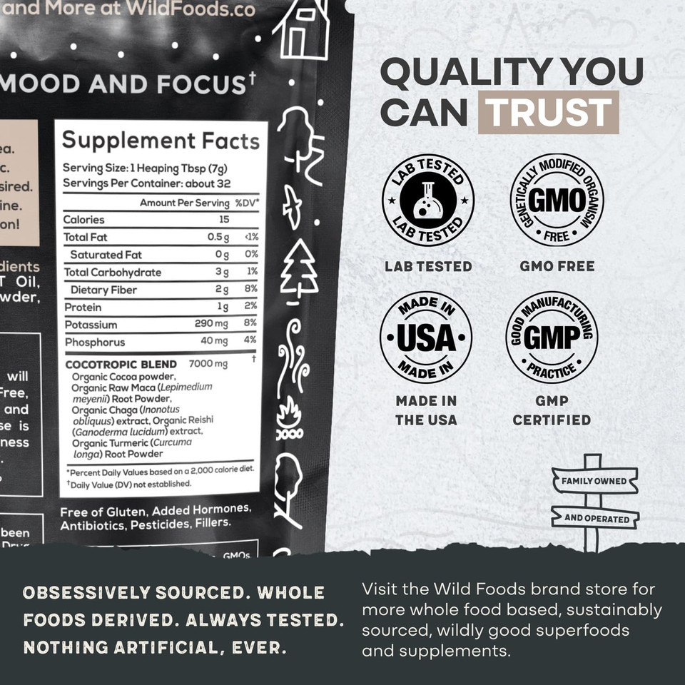 Organic Cocotropic Superfood Mushroom Hot Chocolate Mix, 8 Oz | Non-Gmo, Vegan, Gluten Free, Reishi Mushrooms, Chaga Organic Cocotropic Superfood Mushroom Hot Chocolate Mix, 8 Oz | Non-Gmo, Vegan, Gluten Free, Reishi Mushrooms, Chaga