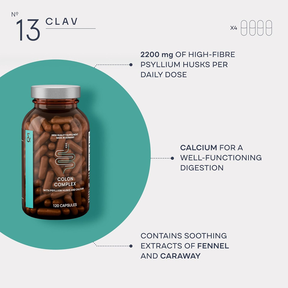 Psyllium Husks Capsules - 2200Mg Soluble Fiber Supplement Per Serving - Colon Complex With Fennel, Caraway Extract & Calcium - 120 Vegan Capsules - Made In Germany Psyllium Husks Capsules - 2200Mg Soluble Fiber Supplement Per Serving - Colon Complex With Fennel, Caraway Extract & Calcium - 120 Vegan Capsules - Made In Germany