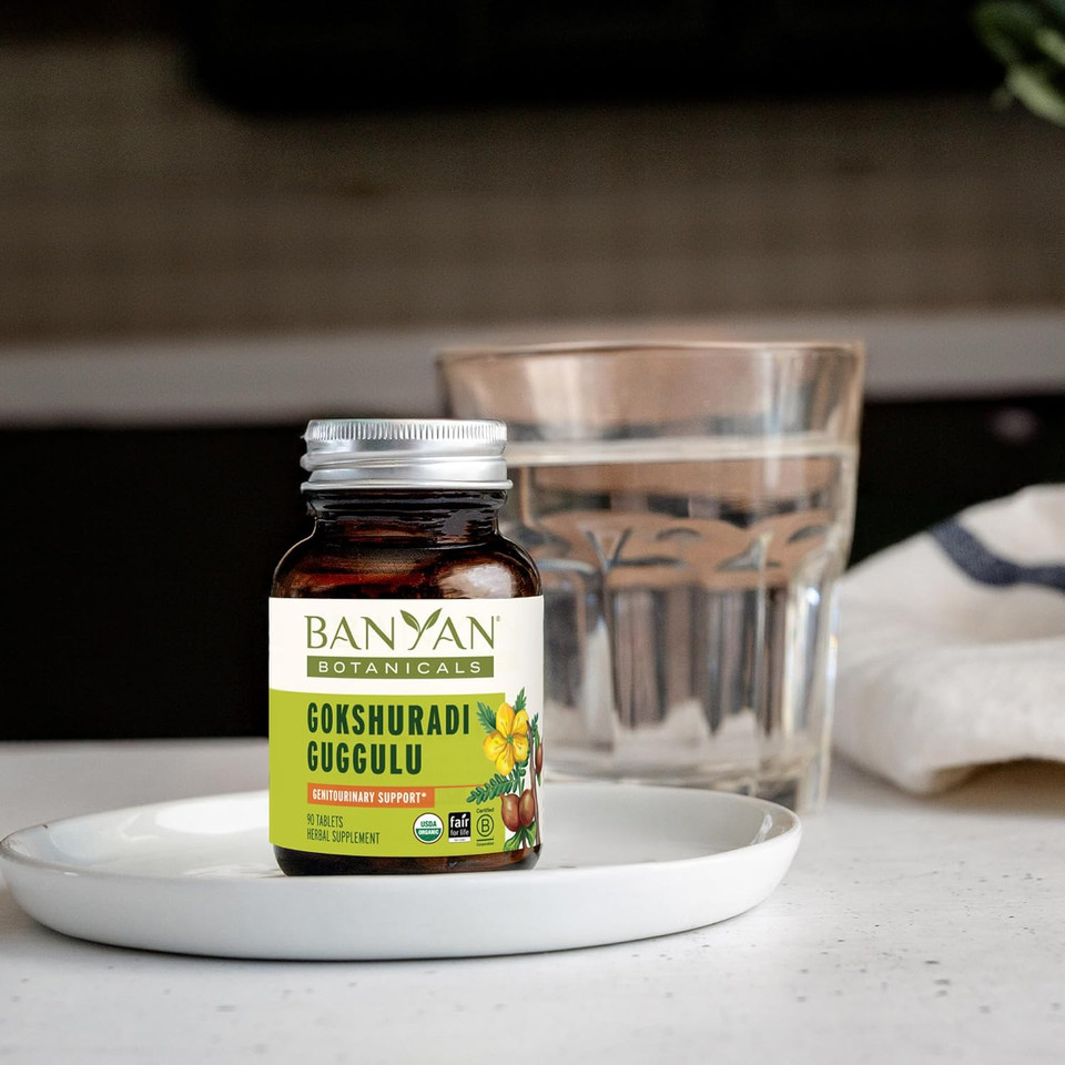 Banyan Botanicals Gokshuradi Guggulu Tablets  Organic Ayurvedic Supplement With Guggulu Resin & Gokshura  Support Urinary Tract Health*  90 Tablets  Non-Gmo Sustainably Sourced Vegan Fair For Life