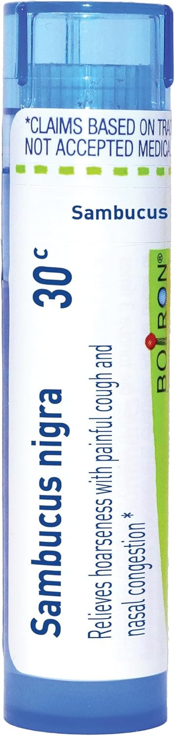 Boiron Sambucus Nigra 30C Homeopathic Medicine For Hoarseness With Painful Cough & Nasal Congestion - 80 Pellets