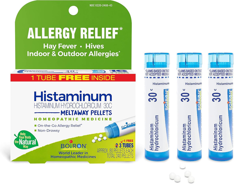 Boiron Histaminum Hydrochloricum 30C Homeopathic Medicine For Indoor Or Outdoor Allergy Relief, Hay Fever, And Hives - 3 Count (240 Pellets)