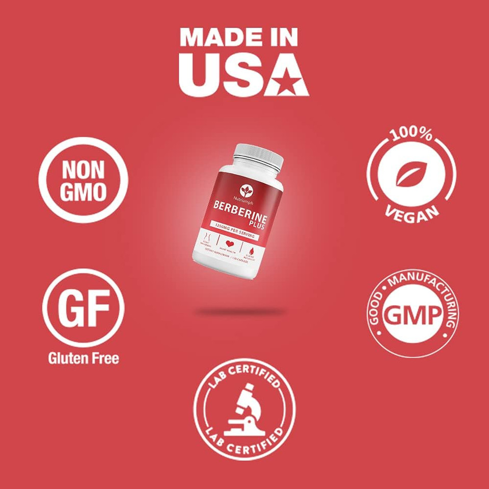 Berberine Plus 1200Mg With Royal Jelly  Supports Weight Management, Heart Health & Glucose Metabolism  120 Vegan Capsules  Non-Gmo, Made In Usa